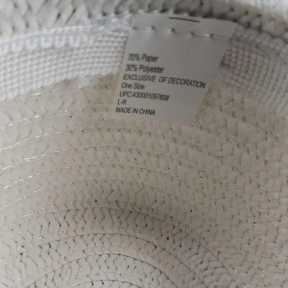 White Panama‎ Sun Beach Hat black Ribbon foldable